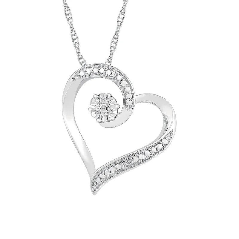 sapphire necklaces for women -Sterling Silver Diamond Set Heart Necklace