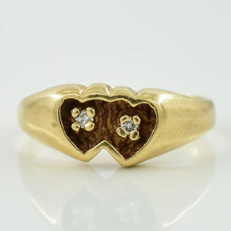 Dual Heart & Diamond Ring | 0.02ctw | SZ 3.5 |