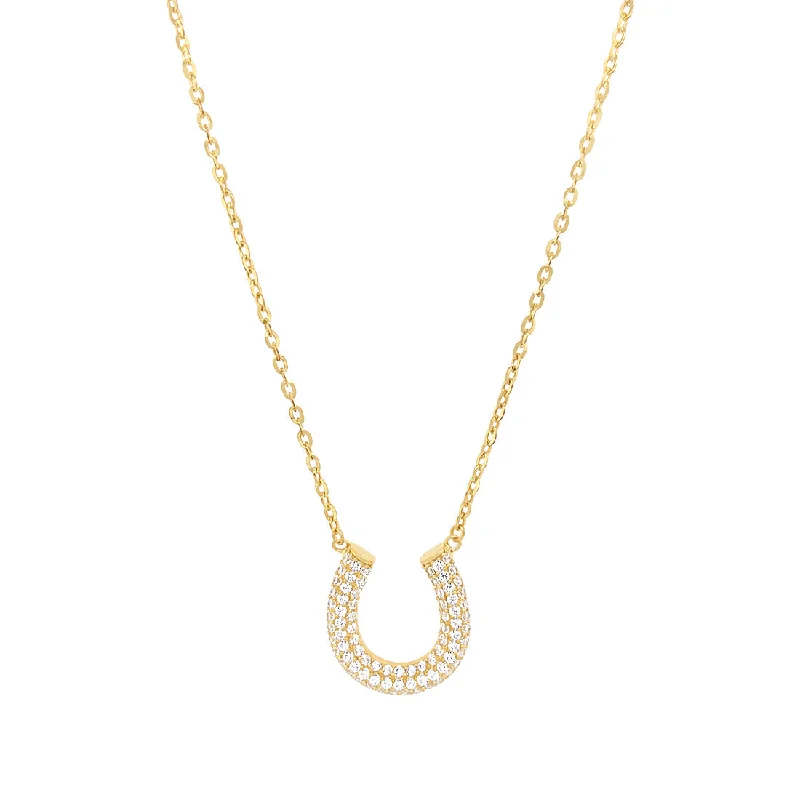 luxury fashion necklaces for women -9ct Yellow Gold Silver Infused Horseshoe Necklace