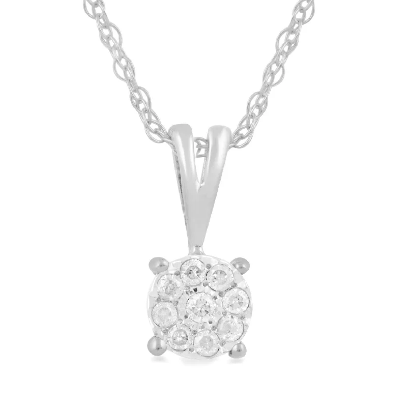 choker necklaces for women -Solitaire Look Necklace Diamond Set in 9ct of White Gold