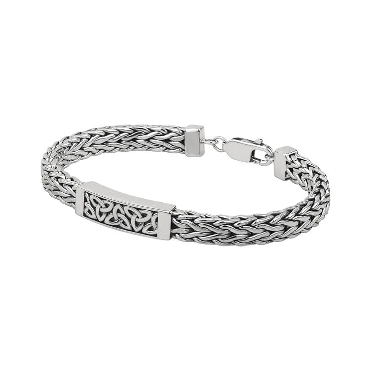 women’s silver bangles -Heavy Sterling Silver Trinity Knot Men's Bracelet – Irish Craftsmanship