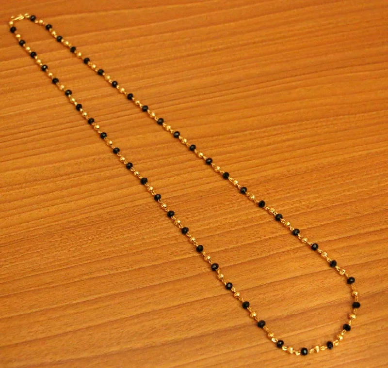 elegant heart-shaped necklaces for women -Black & Gold Beads Single Line Necklace