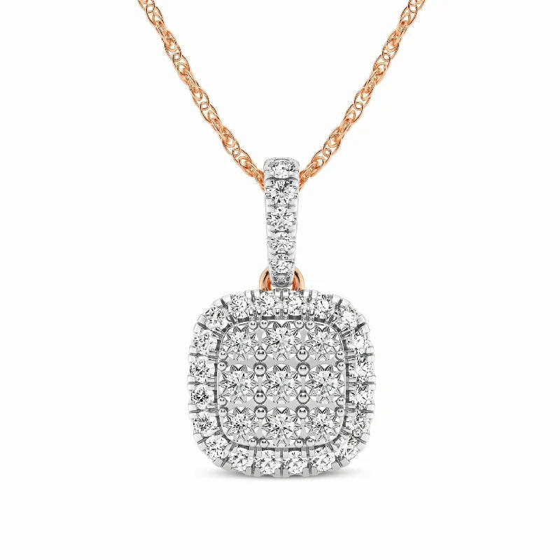 matching necklaces for women -Miracle Halo Necklace with 1/2ct of Diamonds in 9ct Rose Gold