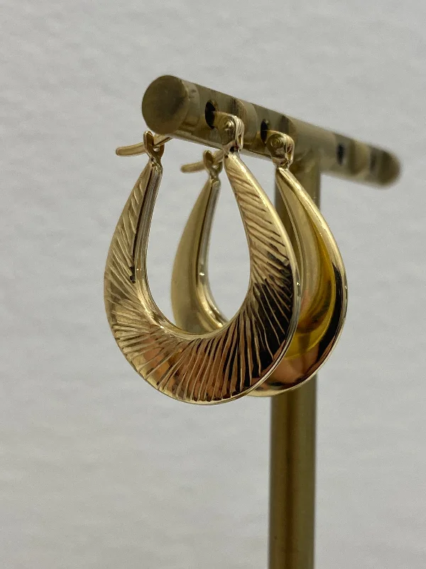 bold earrings for women -Textured Hoop Earrings - 9ct Gold