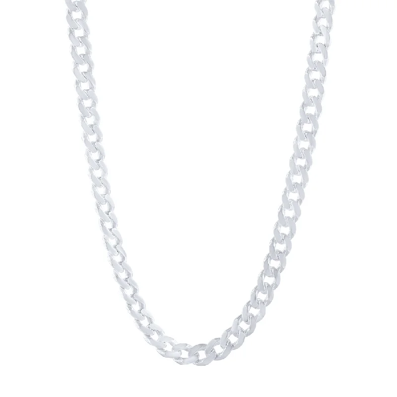 luxury diamond necklaces for women -Sterling Silver Curb Chain Necklace 60cm