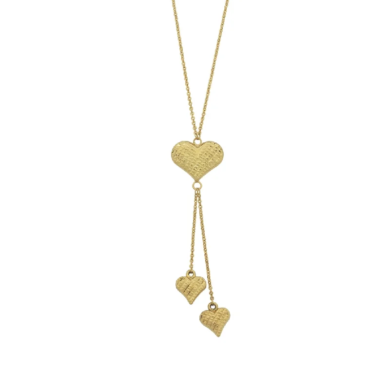 classic diamond necklaces for women -9ct Yellow Gold Silver Infused Puff Heart Drop Necklace