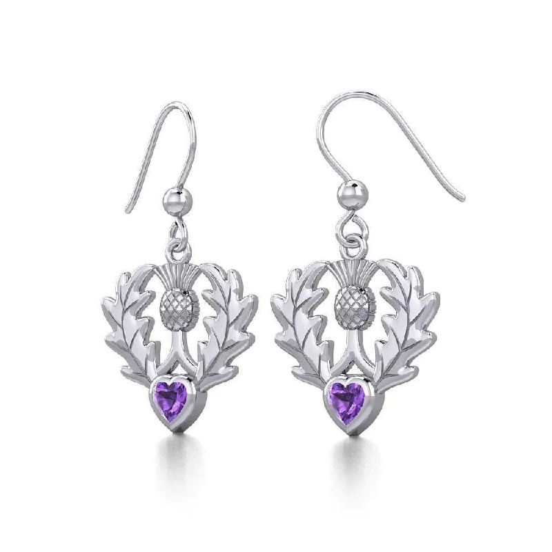 handmade earrings for women -Thistle Silver Earrings with Heart Gemstone TER1912