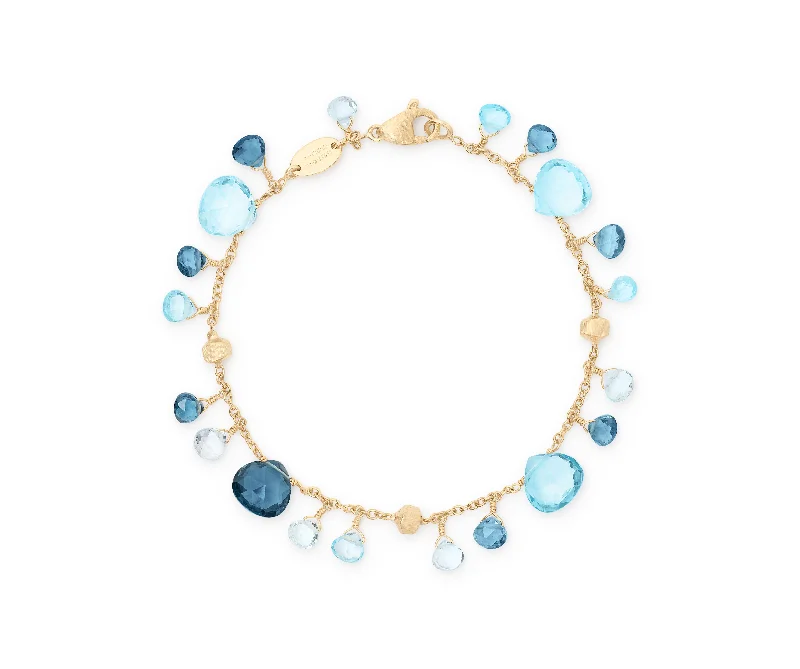 birthstone bangles for women -18K Yellow Gold Mixed Topaz Single-Strand Bracelet