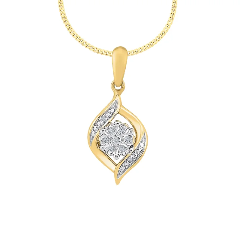 luxury pendant necklaces for women -9ct Yellow Gold Diamond Set Flame Necklace