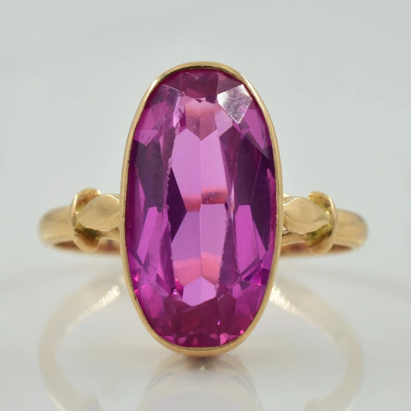 Synthetic Pink Sapphire Cocktail Ring | 6.00ct | SZ 6.5 |