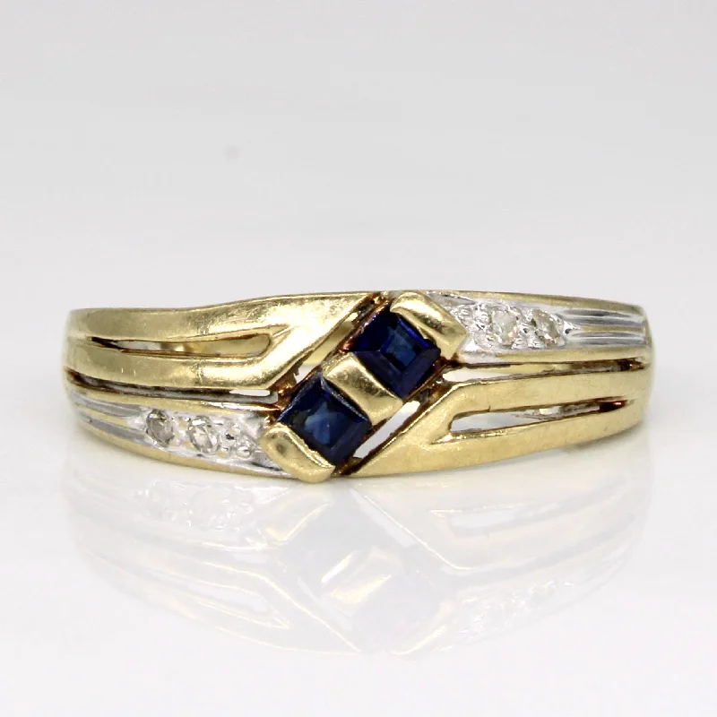 personalized engagement rings -Sapphire & Diamond Waterfall Ring | 0.16ctw, 0.02ctw | SZ 6 |