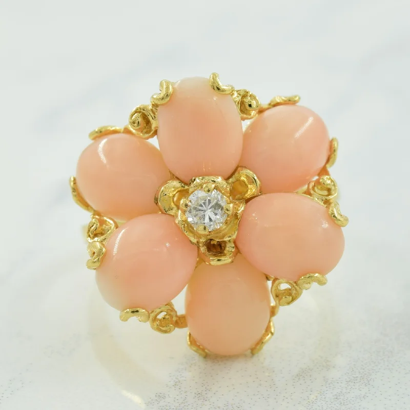 Pink Opal & Diamond Cocktail Ring | 7.50ctw, 0.10ct | SZ 7.75 |