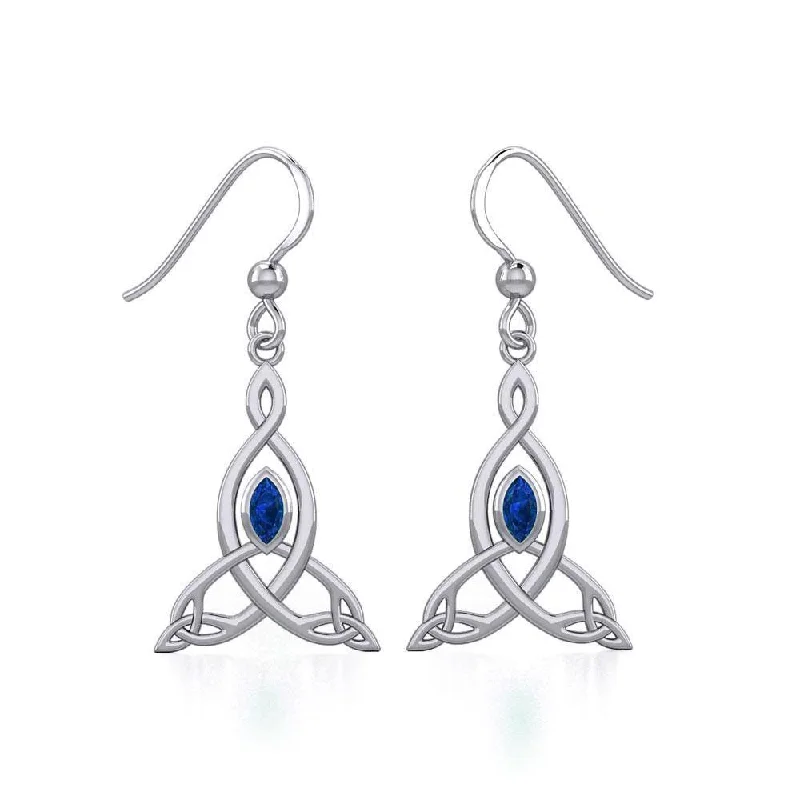 women’s trendy drop earrings -Celtic Motherhood triquetra or Trinity KnotSilver Earrings TER1950