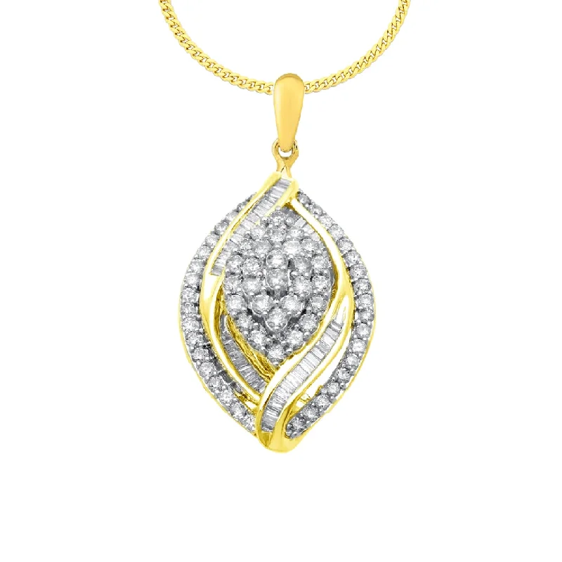 minimalist gold necklaces for women -9ct Yellow Gold 1.50ct Diamond Cluster Pendant