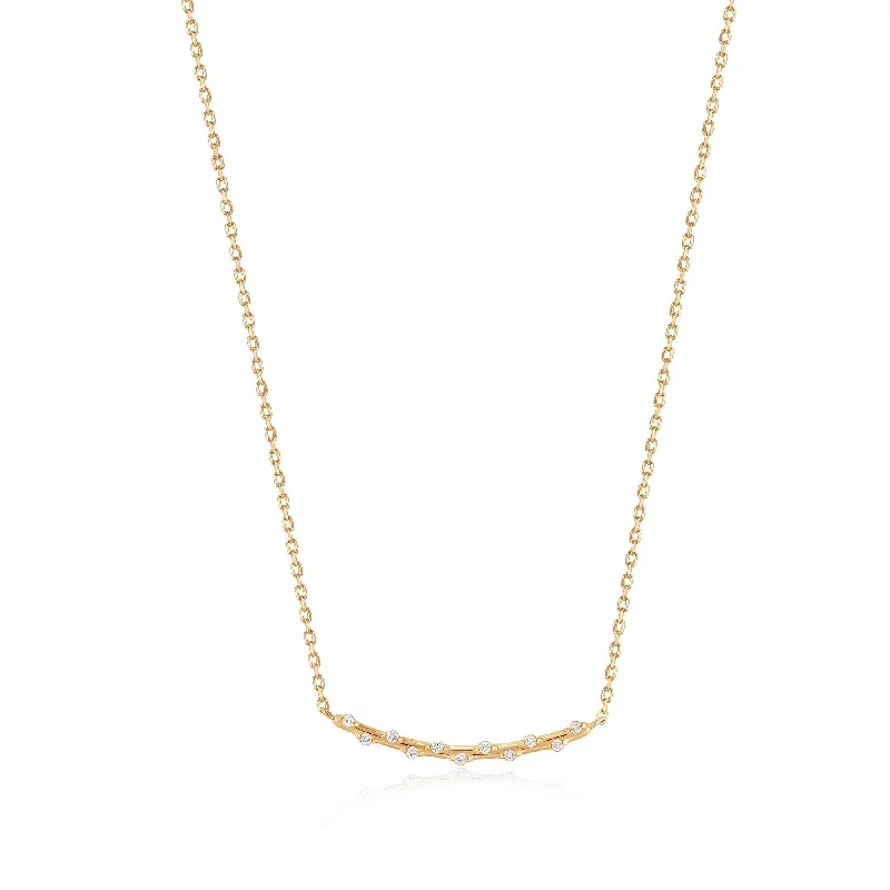 statement pendant necklaces for women -Ania Haie 14kt Gold Stargazer Natural Diamond Bar Necklace