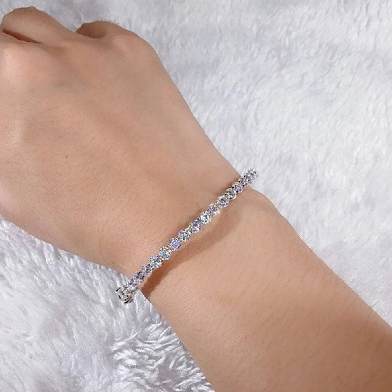 casual bracelets for women -18k White Gold Diamond Cuff Bracelet