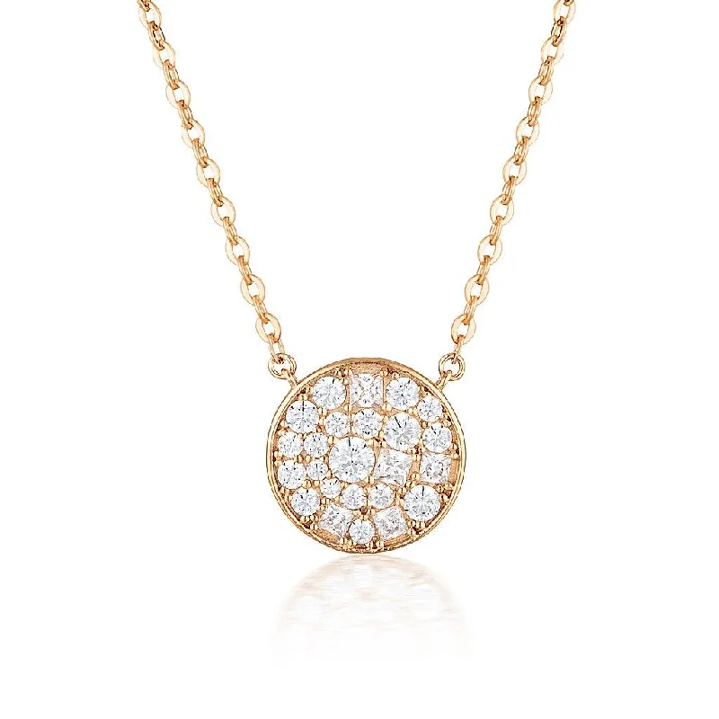 vintage gold necklaces for women -Georgini Mosaic Disc Rose Gold Necklace