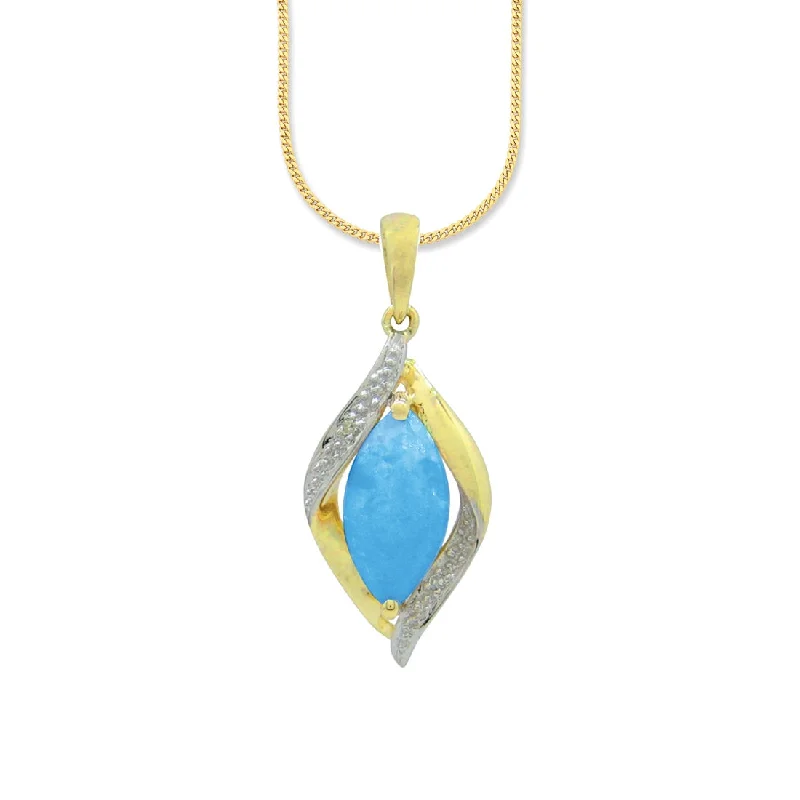 elegant silver necklaces for women -9ct Yellow Gold Diamond Set Created Blue Opal Necklace