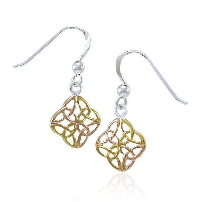 women’s silver hoop earrings -Celtic Knotwork Three Tone Earrings OTE462