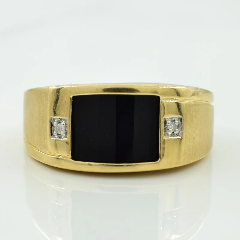 Black Onyx & Diamond Ring | 2.50ct, 0.01ctw | SZ 7.5 |