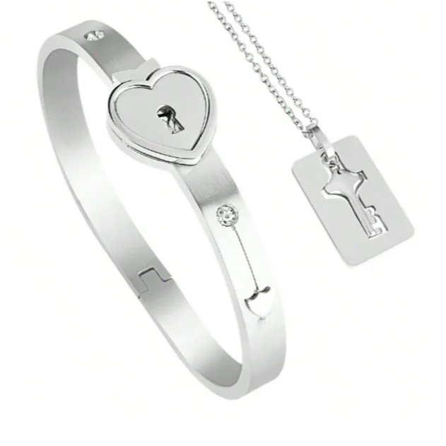 luxury silver bangles for women -Couple's Matching Romantic Bracelet with Diamond