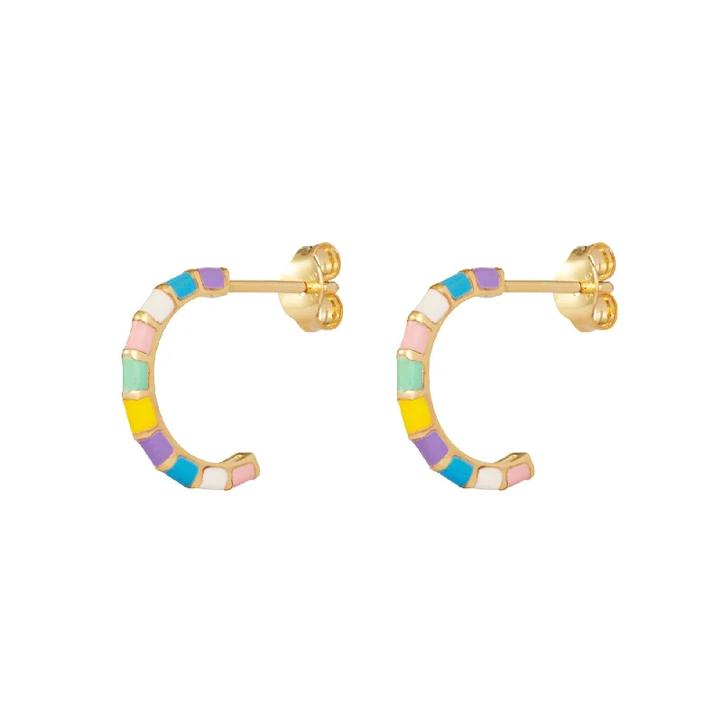 unique earrings for women -Multicoloured Hoop Earrings - Silver Gold Plated