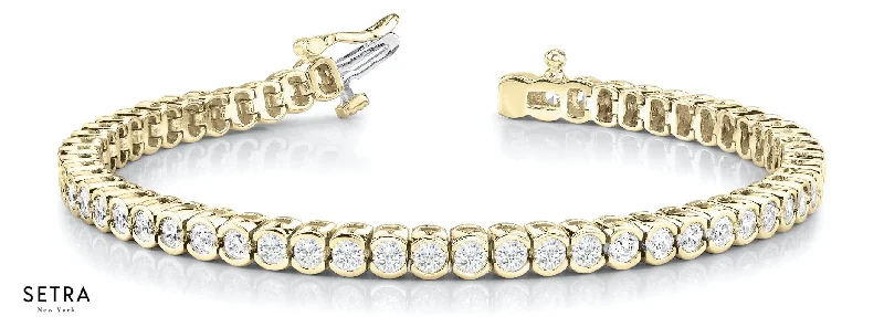 sophisticated bracelets for women -2.00ct Round Cut Diamonds Women's Bridal Tennis Link Solid Bracelet In 14k Gold