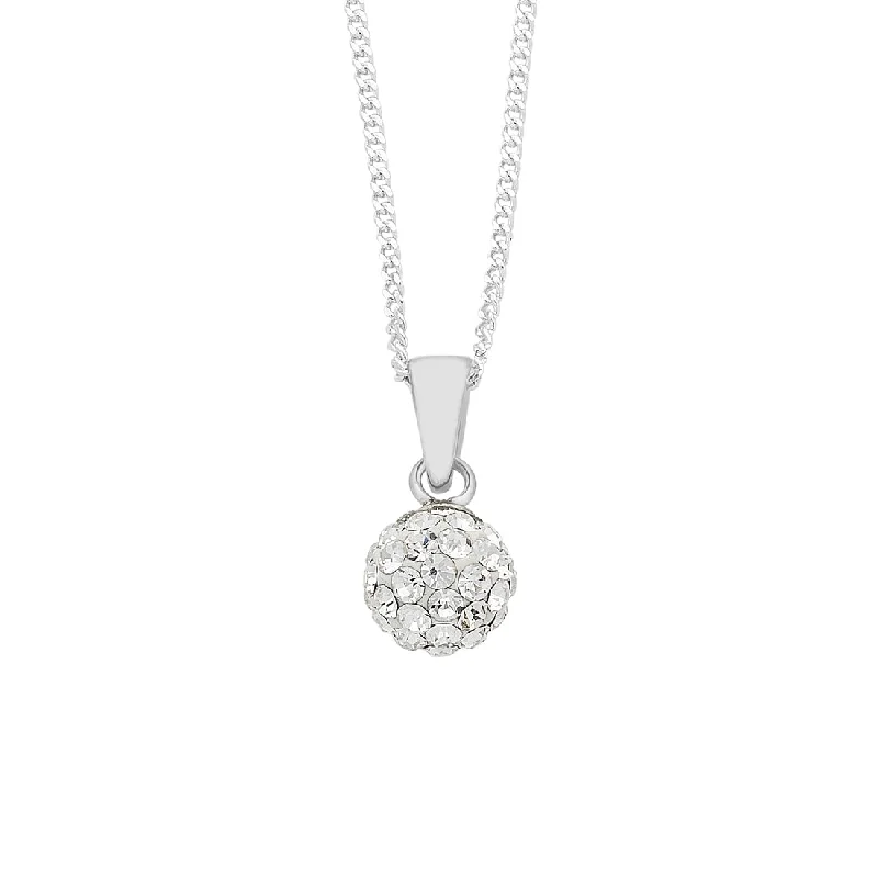 symbolic necklaces for women -Sterling Silver Crystal Pave Ball Curb Necklace