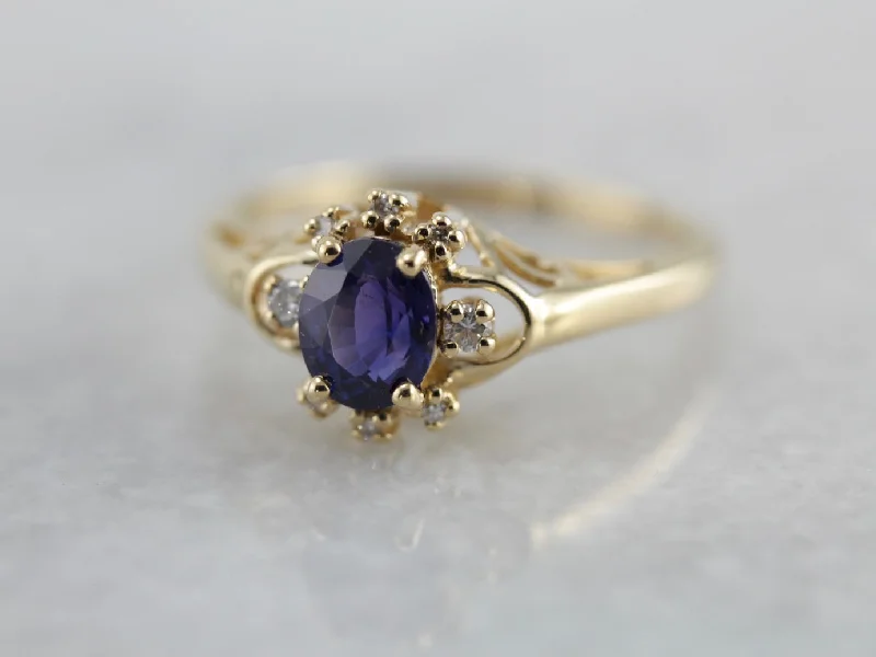 engagement rings with sapphires -Sapphire and Diamond Ring