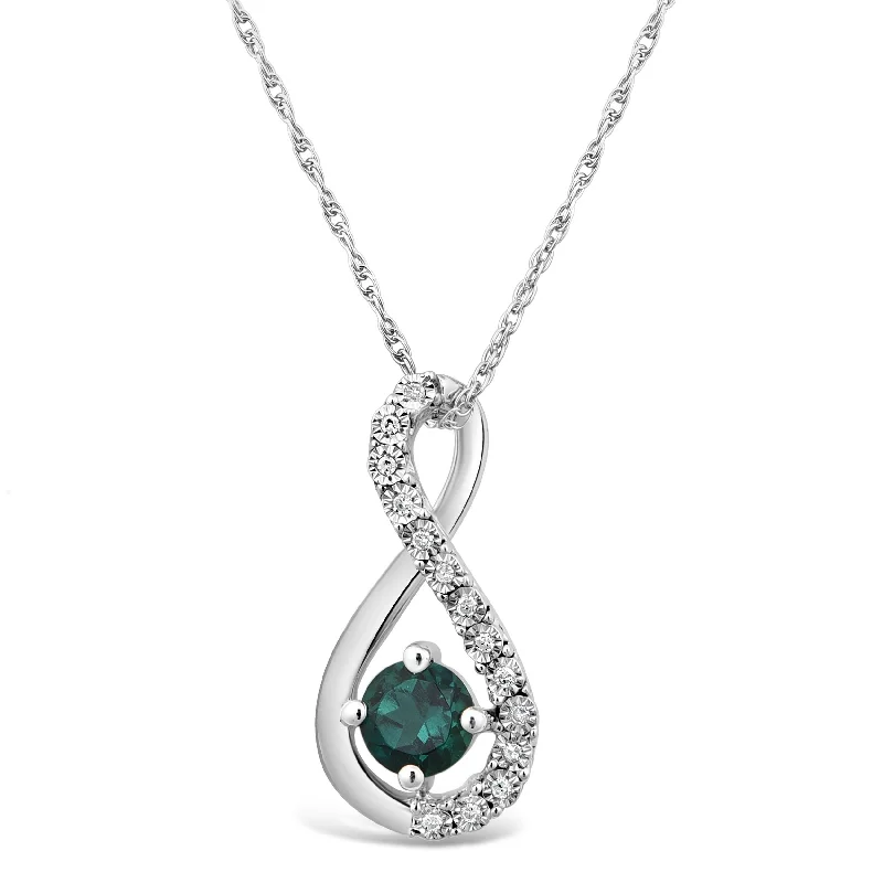 charm pendant necklaces for women -Created Emerald & Diamond Infinity Necklace in Sterling Silver