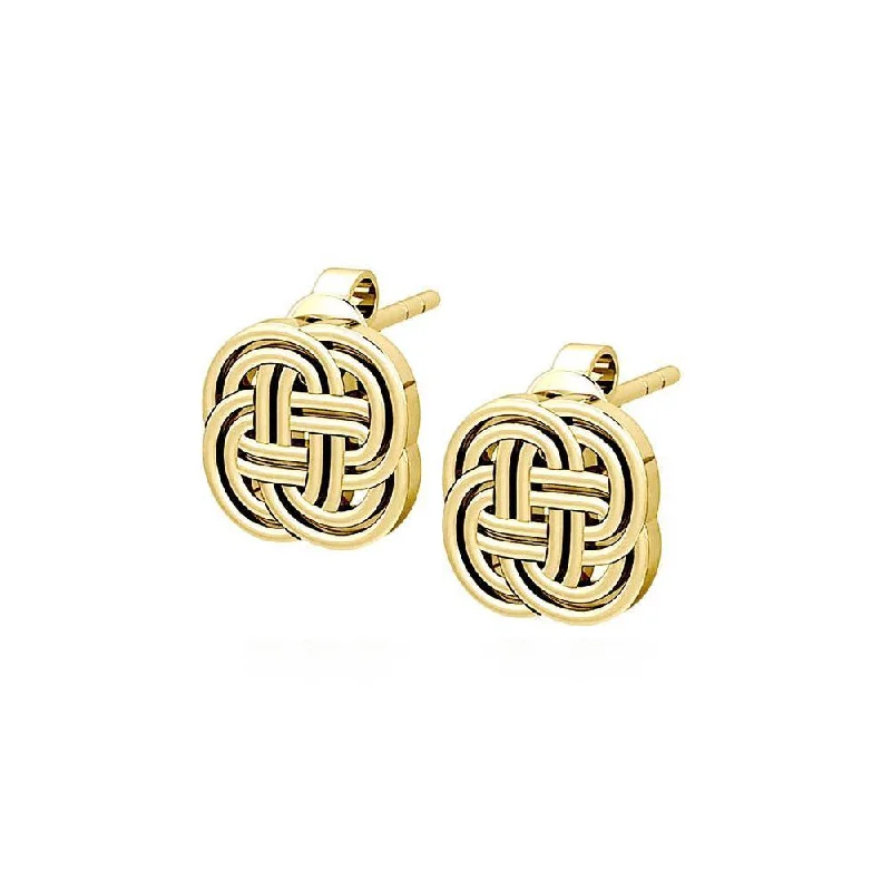 personalized stud earrings for women -Celtic Knotwork Solid Gold Post Earrings GTE1038