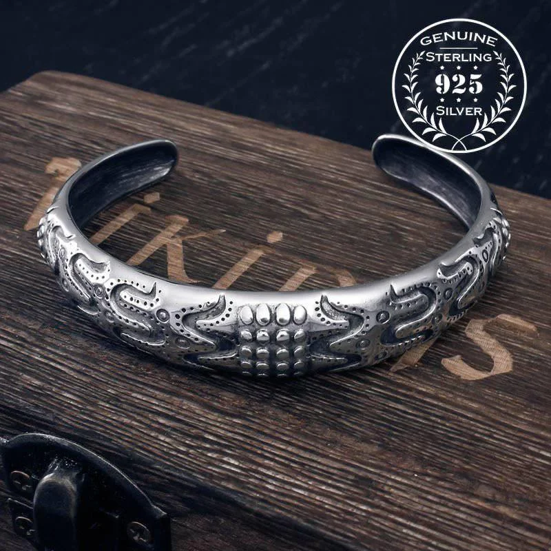 women’s leather bracelets -Draupnir Ornaments Odin's Cuff Bangle - Sterling Silver