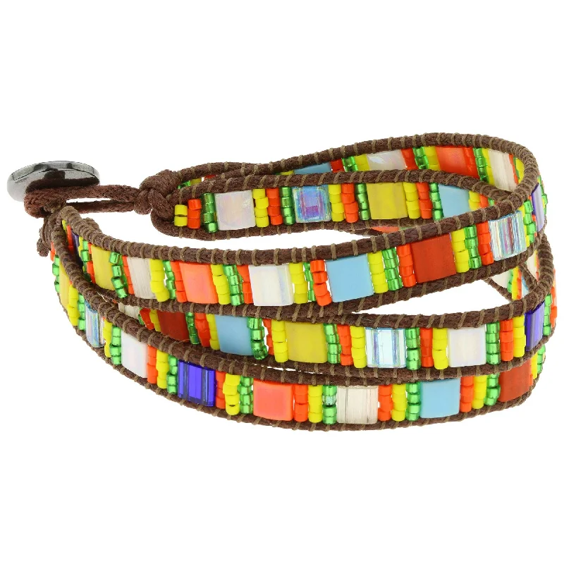 trendy bangles for women -Guatemalan Glass Tile Bracelet