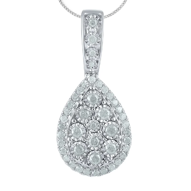 cute necklaces for women -Sterling Silver 1.00ct Diamond Pear Necklace