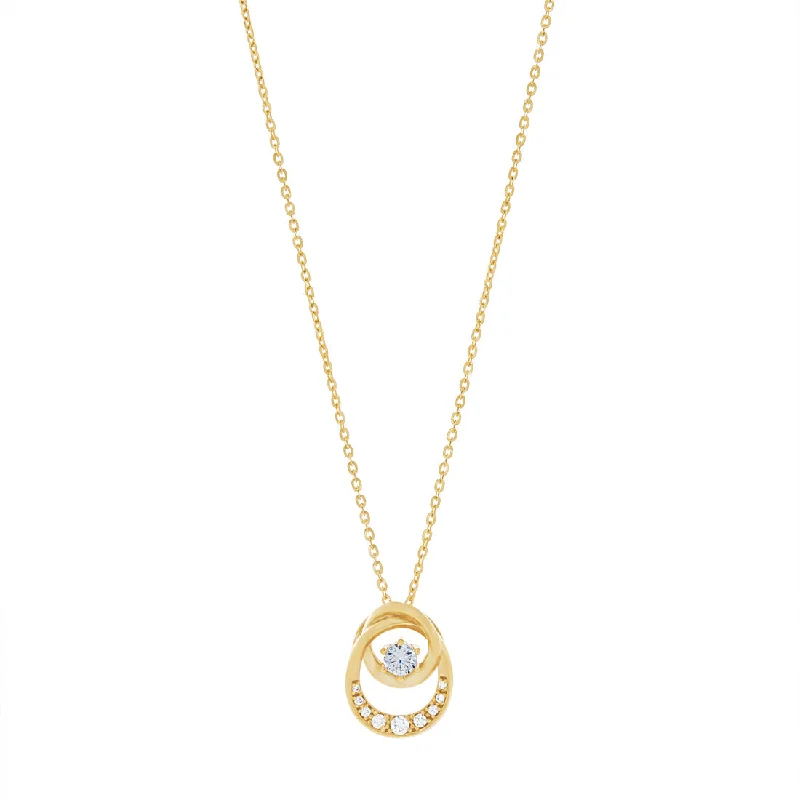 matching necklaces for couples -9ct Yellow Gold Silver Infused Circular Pendant with Cubic Zirconia