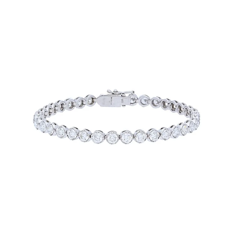 women’s chain bracelets -14K White Gold 5ct+ Bezel Diamond Tennis Bracelet