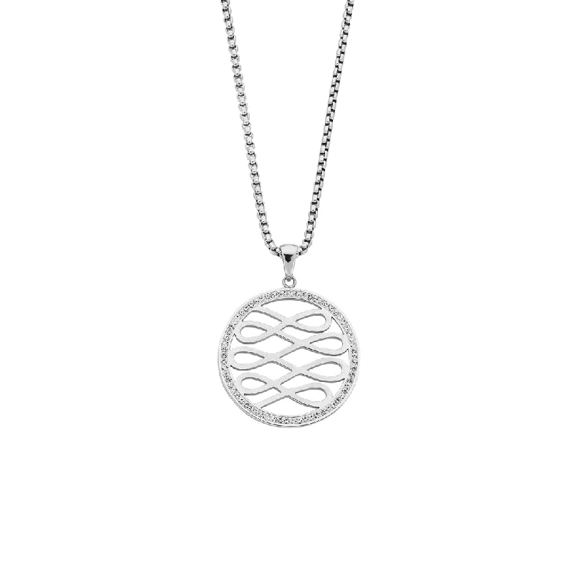 matching necklaces for women -Stainless Steel Crystal Circle Multi Infinity Necklace