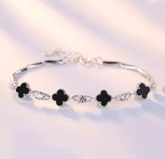 women’s chunky bracelets -Black Clover Shape Bracelet