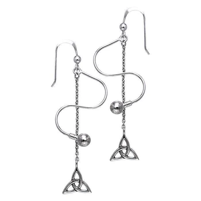 vintage earrings for women -Celtic Knotwork Silver Triquetra Earrings TER105