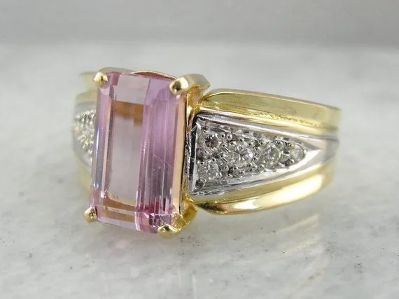 large diamond engagement rings -Light Pink Tourmaline and Diamond Ring