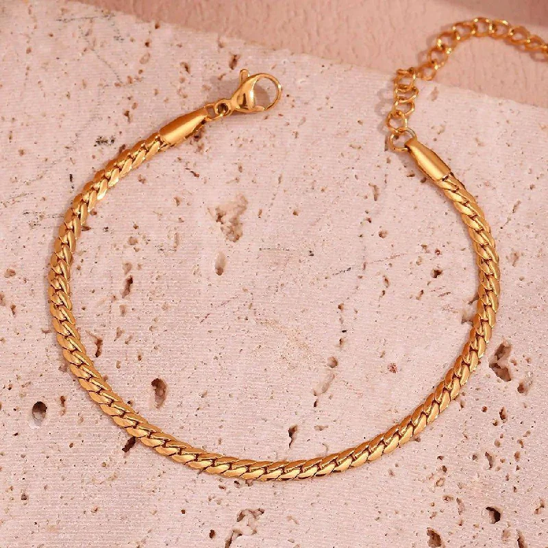 designer charm bracelets for women -18k Gold Plated Cuban Tarnish Free Chain Bracelet