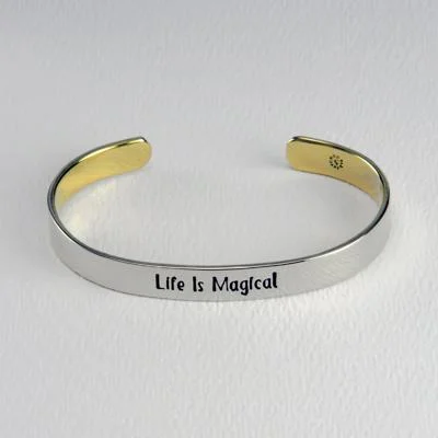 women’s gemstone bracelets -Life Is Magical Mixed Metal Cuff Bracelet