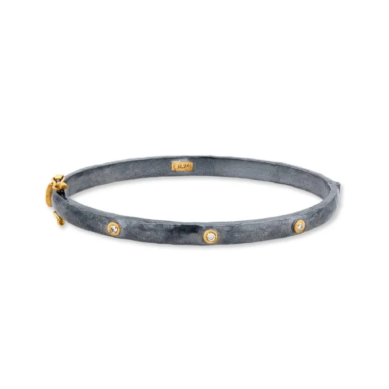 elegant bracelets for women -24K & Oxidized Silver Stockholm Oval Bangle