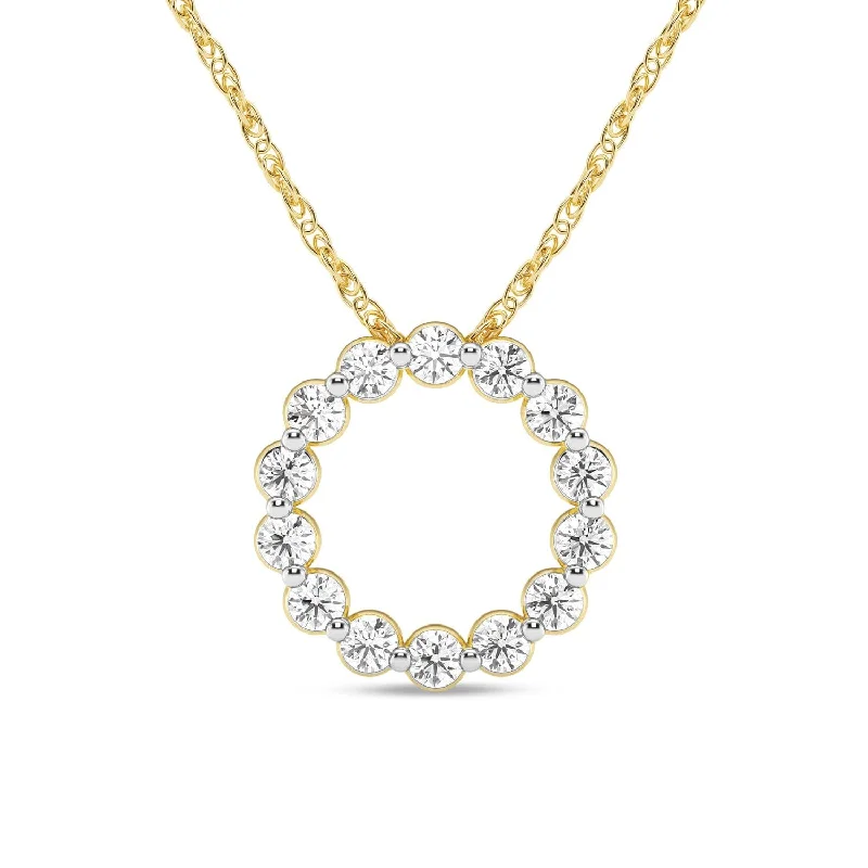 silver necklaces for women -Meera Circle of Love Necklace with 1/2ct of Laboratory Grown Diamonds in 9ct Yellow Gold