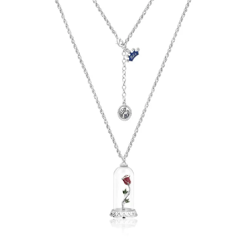 heart-shaped necklaces for women -Disney Beauty and The Beast Enchanted Rose Necklace