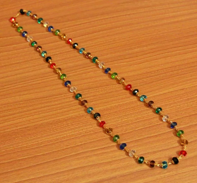 gold pendant necklaces for women -Multicolour Crystal Look Single Line Necklace