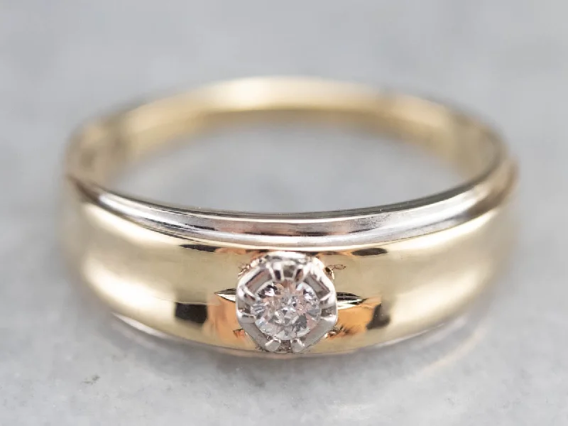 bridal engagement rings -Men's Two Tone Gold Diamond Ring