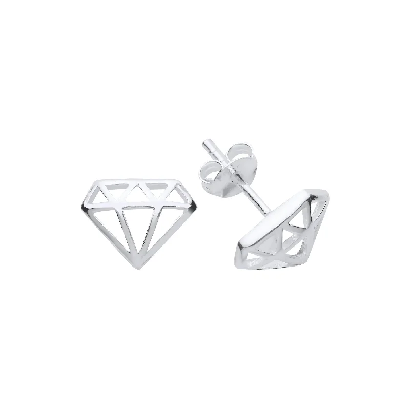 vintage-inspired earrings for women -'Diamond' Stud Earrings - Sterling Silver