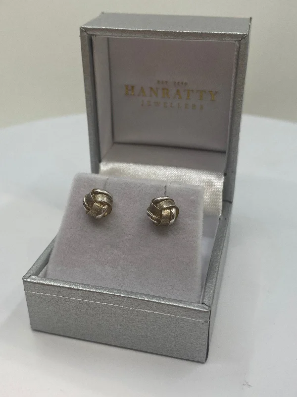 unique pearl earrings for women -Knot Stud Earrings - Sterling Silver