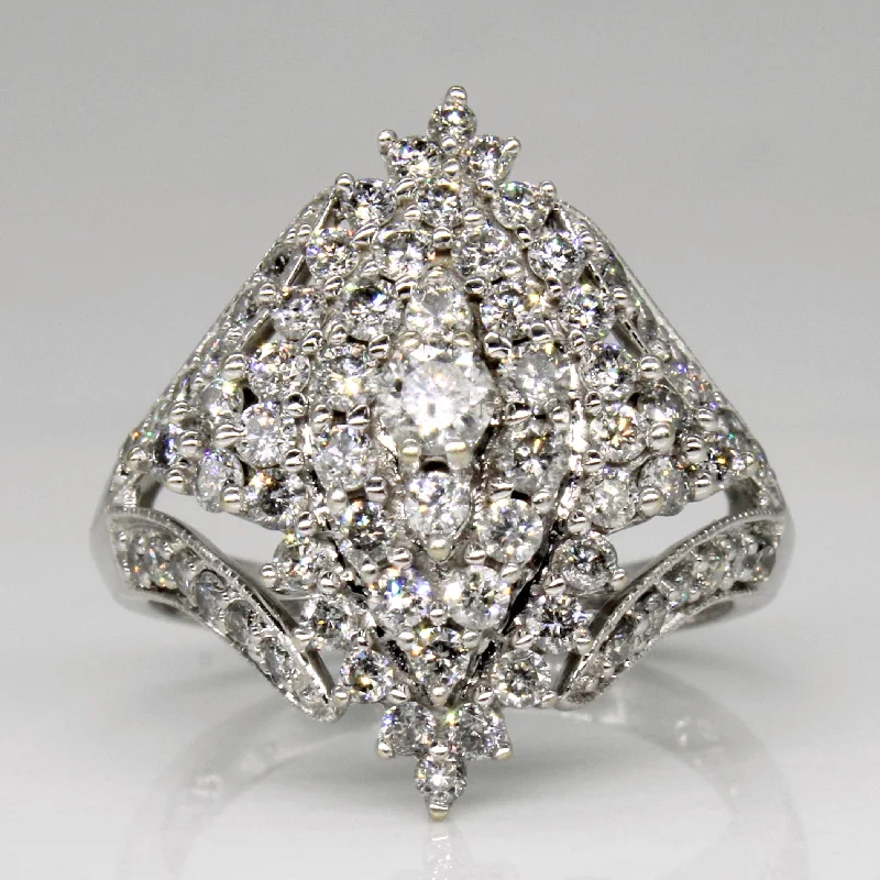 Diamond Cocktail Ring | 1.12ctw | SZ 7.25 |